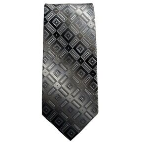 Pierre Cardin Men's Tie Neckwear 100%‎ Silk Grey Silver Geometric Print